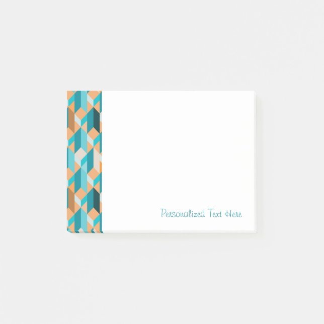 Post-it® Motif turquoise et orange de formes (Devant)