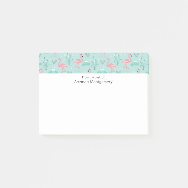 Post-it® Motif vert Flamants roses rose Pastel (Devant)