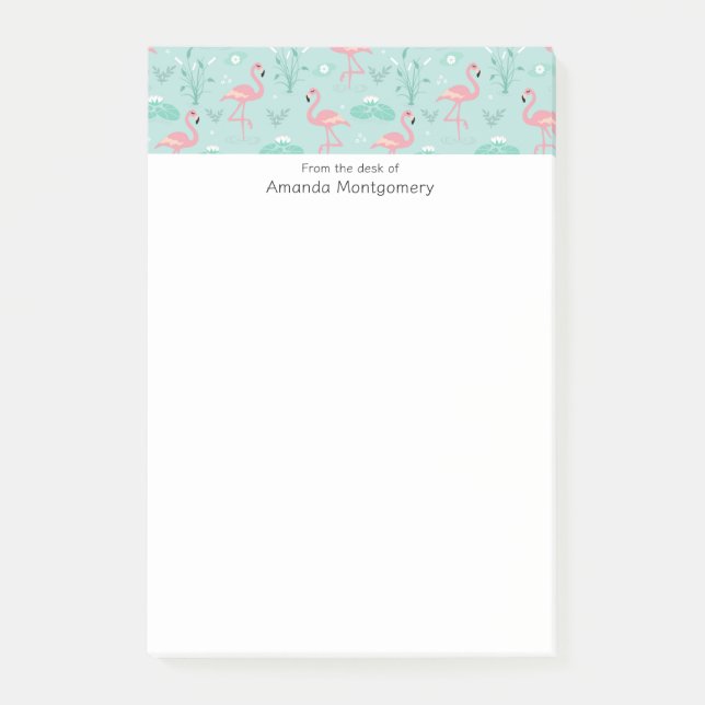 Post-it® Motif vert Flamants roses rose Pastel (Devant)