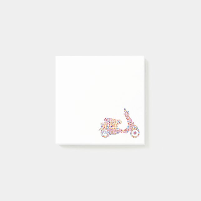 Post-it® Motocyclette à moteur à fleurs (Devant)