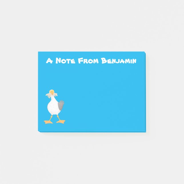 Post-it® Mouette drôle avec frites dessin animé (Devant)