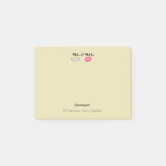 Post-it® Moustache & Lèvres M. & Mme - Anniversaire (Devant)