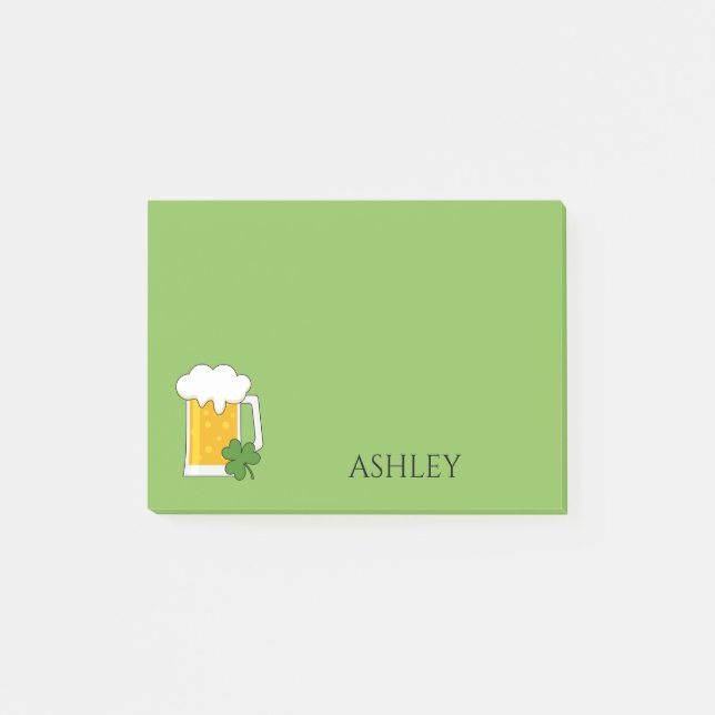 Post-it® Mug de bière irlandaise avec Shamrock Clover | Per (Devant)