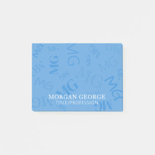 Post-it® Multitude de Monogrammes Bleu Ciel Avec Votre Nom