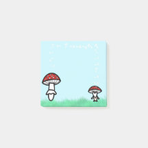 Mushroom Gnome with Mushroom Post It Notes