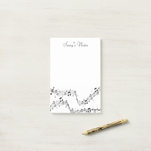 Post-it® Music Note Musicien Motif Whimsical (Sur un bureau)