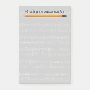 Post-it® Musical argenté élégant de professeur de musiqu
