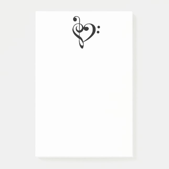 Post-it® Musique Coeur Treble Clef Bass Clef Musicien (Devant)