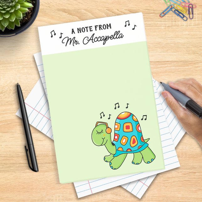 Post-it® Musique Turtle Professeur de Musique Customisé (Musical Turtle Personalized Notepad - great gift for musicians, music teachers, and music lovers)
