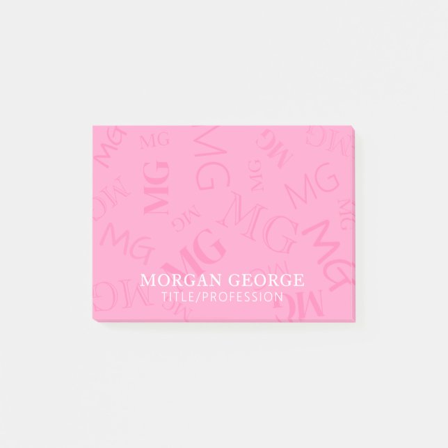 Post-it® Myriade Rose de Monogrammes Avec Votre Nom (Devant)
