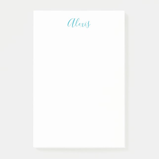 Post-it® Name Calligraphy Script Plain Simple White Blue (Devant)