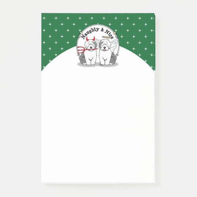 Post-it® Naughty & Nice Old English Sheepdogs (Grey 1) (Devant)