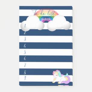 Post-it® Navy Blue Striped, Unicorne, Arc en ciel, À faire 