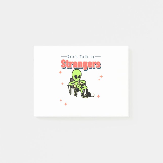 Post-it® Ne Parlez Pas À Des Étrangers-Humour-Rétro-Alien-A (Devant)