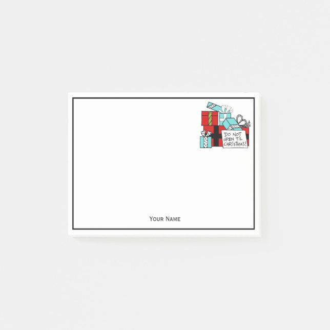 Post-it® Ne pas ouvrir jusqu'à Noël présente Noël (Devant)