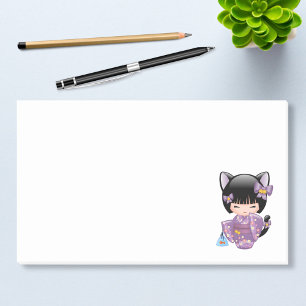 Post-it® Neko Kokeshi Poupée - Cat Ears Geisha Girl