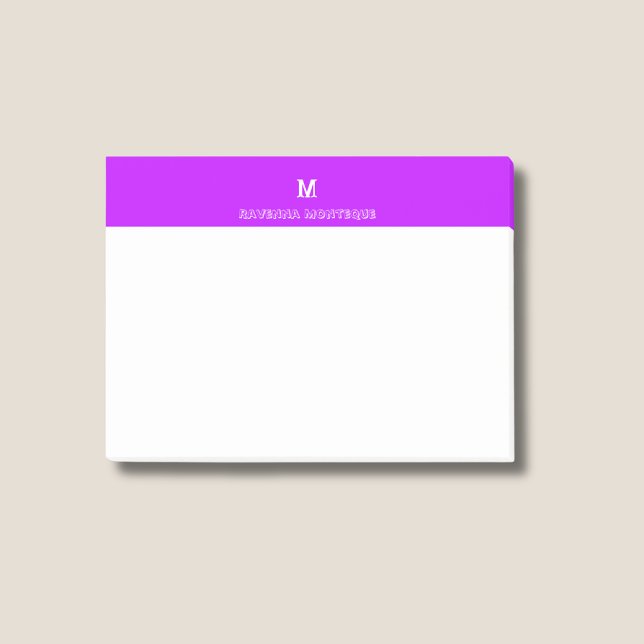 Post-it® Néon Violet Chic Lettre de Nom Personnalisée Monog (Créateur téléchargé)
