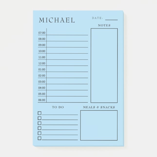 Post-it® Nettoyer le planificateur quotidien bleu et blanc (Devant)