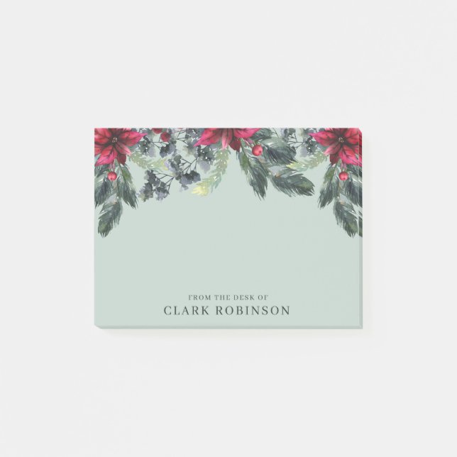 Post-it® Noël élégant de l'épinette rouge Poinsettia (Devant)