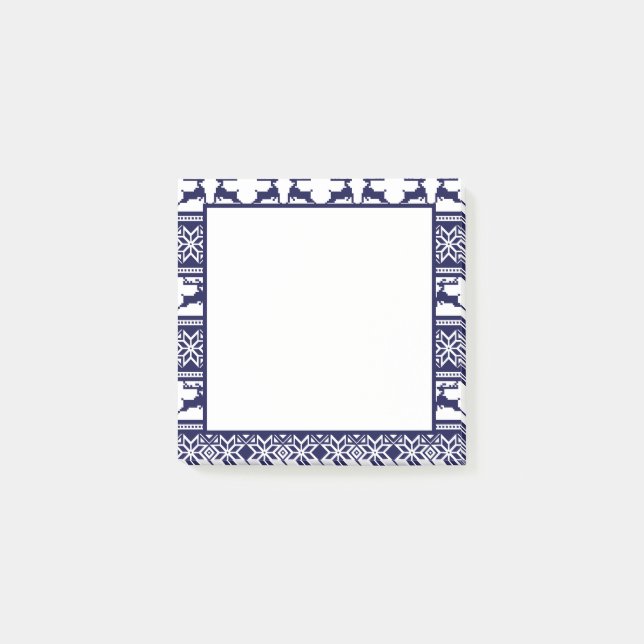 Post-it® Noël, folk scandinave Bleu et Blanc (Devant)