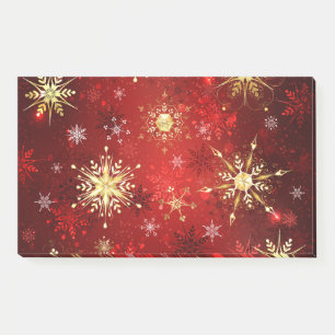 Post-it® Noël Golden Snowflakes sur Arrière - plan rouge