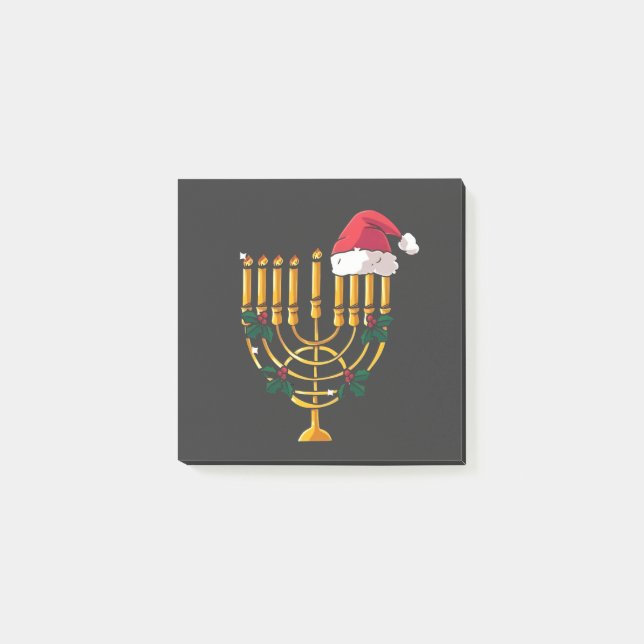 Post-it® Noël Hanukkah Juif Père Noël Menorah  (Devant)