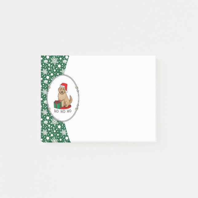 Post-it® Noël Père Noël Goldendoodle (rouge or) Chien migno (Devant)