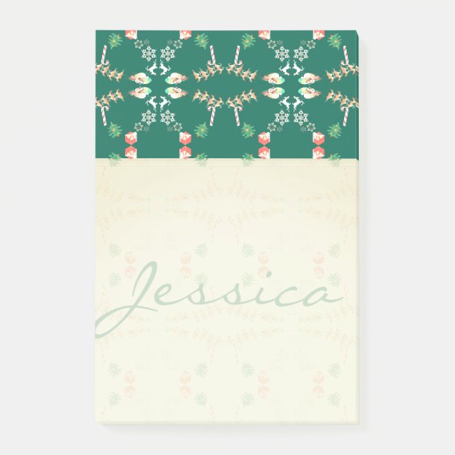 Post-it® Noël Père Noël Reindeer avec nom (Devant)