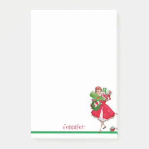 Post-it® Noël Shopping en talons hauts Ajouter un nom Cadea