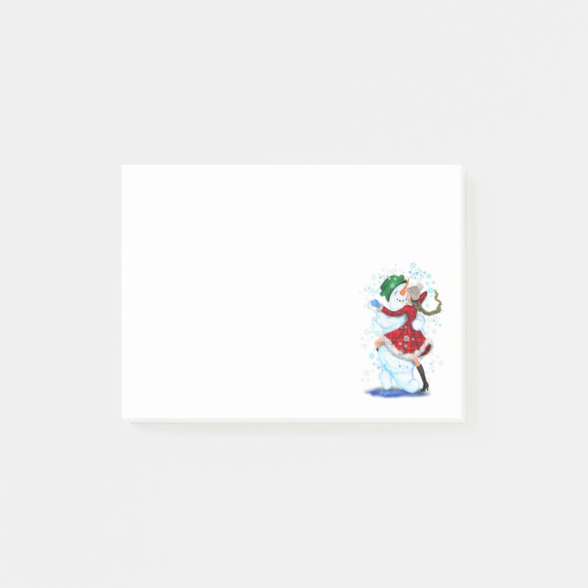 Post-it® Noël Snowman et Fille Danse Amusant (Devant)