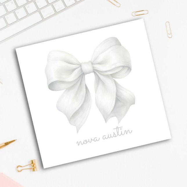 Post-it® Nœud Blanc Tendance Personnalisé Avec Nom Monogram (Créateur téléchargé)