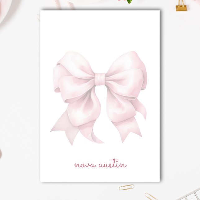 Post-it® Nœud Rose Tendance Personnalisé Avec Nom Monogramm (Créateur téléchargé)