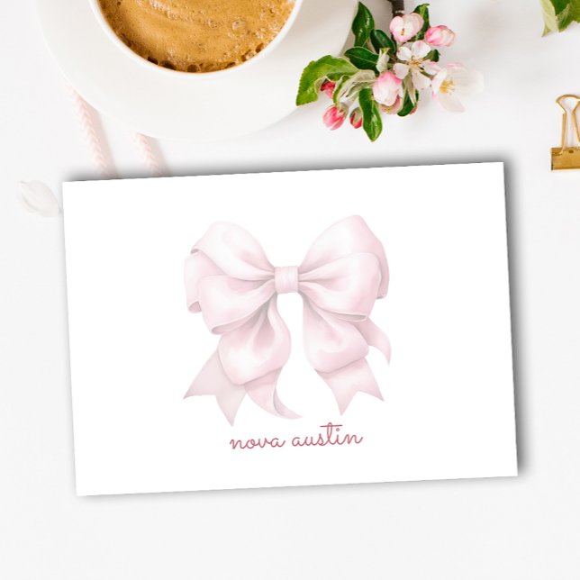 Post-it® Nœud Rose Tendance Personnalisé Avec Nom Monogramm (Créateur téléchargé)