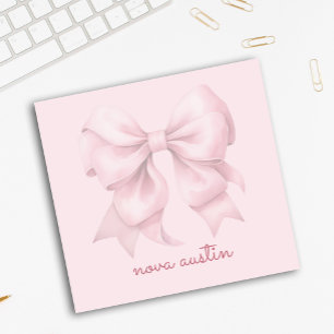 Post-it® Nœud Rose Tendance Personnalisé Avec Nom Monogramm