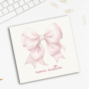 Post-it® Nœud Rose Tendance Personnalisé Avec Nom Monogramm