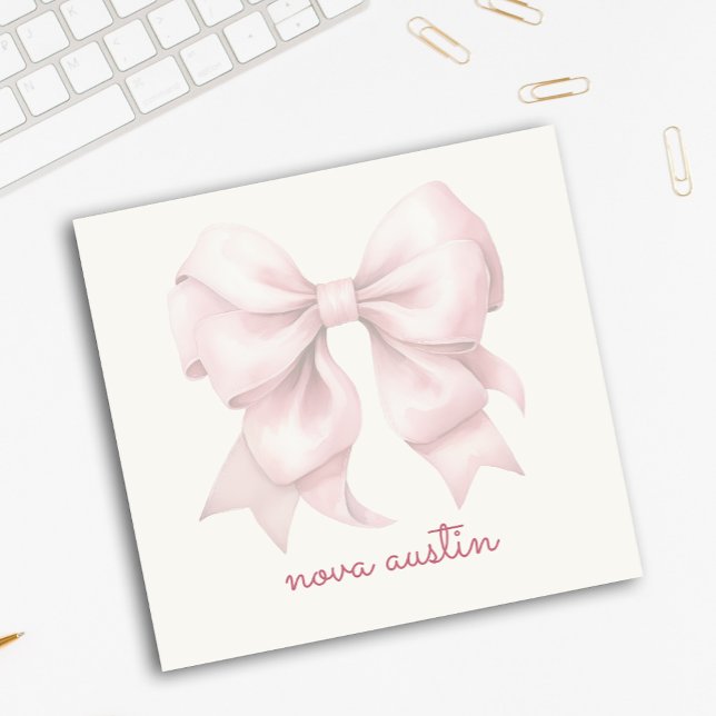 Post-it® Nœud Rose Tendance Personnalisé Avec Nom Monogramm (Créateur téléchargé)