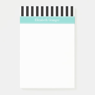 Post-it® Noir blanc bande Turquoise Nom du ruban Monogramme