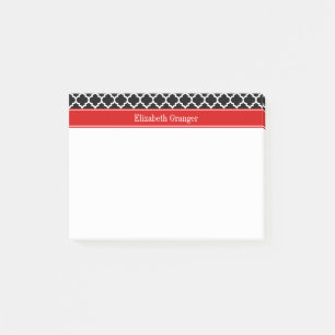 Post-it® Noir Blanc Marocain #5 Nom Monogramme Rouge