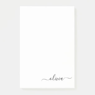 Post-it® Noir Blanc moderne Script Girl Monogramme Nom