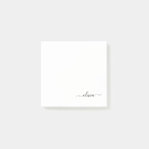 Post-it® Noir Blanc moderne Script Girl Monogramme Nom