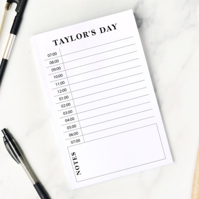 Post-it® Noir et blanc 7h-19h Planification quotidienne (Créateur téléchargé)