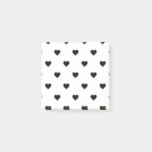 Post-it® Noir et blanc mignon Motif de coeur simple