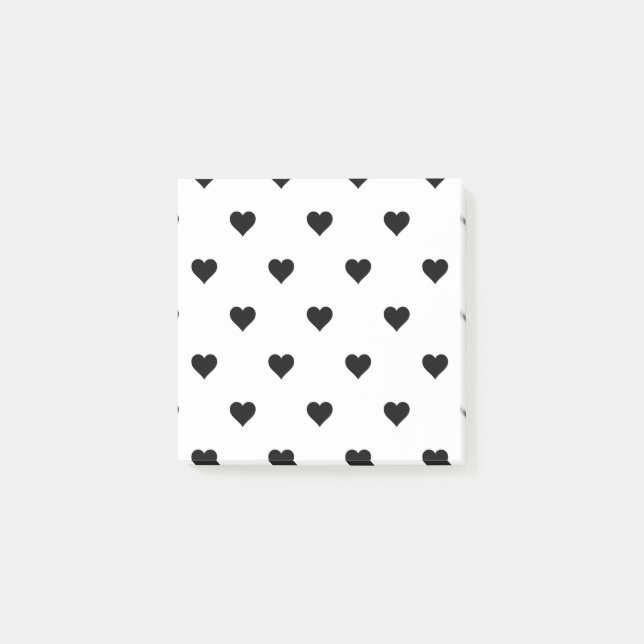 Post-it® Noir et blanc mignon Motif de coeur simple (Devant)