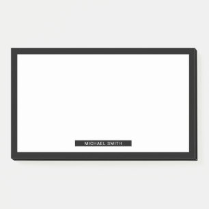 Post-it® Noir et blanc vierge avec nom personnalisé