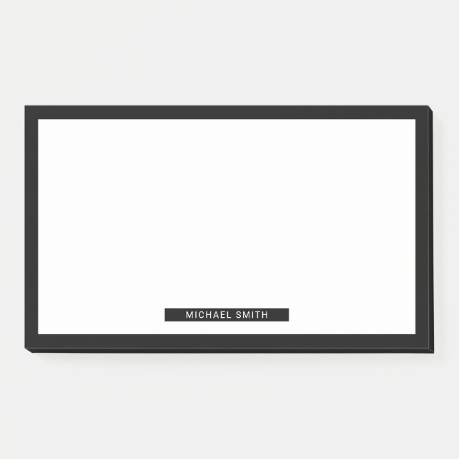 Post-it® Noir et blanc vierge avec nom personnalisé (Devant)
