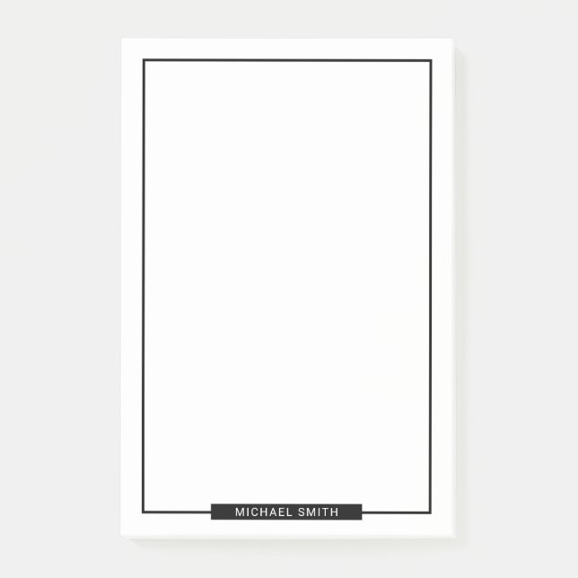 Post-it® Noir et blanc vierge avec nom personnalisé (Devant)