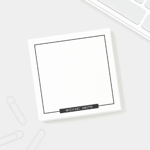 Post-it® Noir et blanc vierge avec nom personnalisé