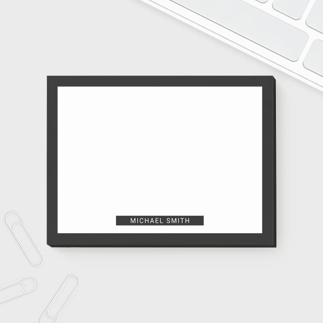 Post-it® Noir et blanc vierge avec nom personnalisé (Créateur téléchargé)