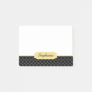 Post-it® Noir et monogramme de Quatrefoil d'or