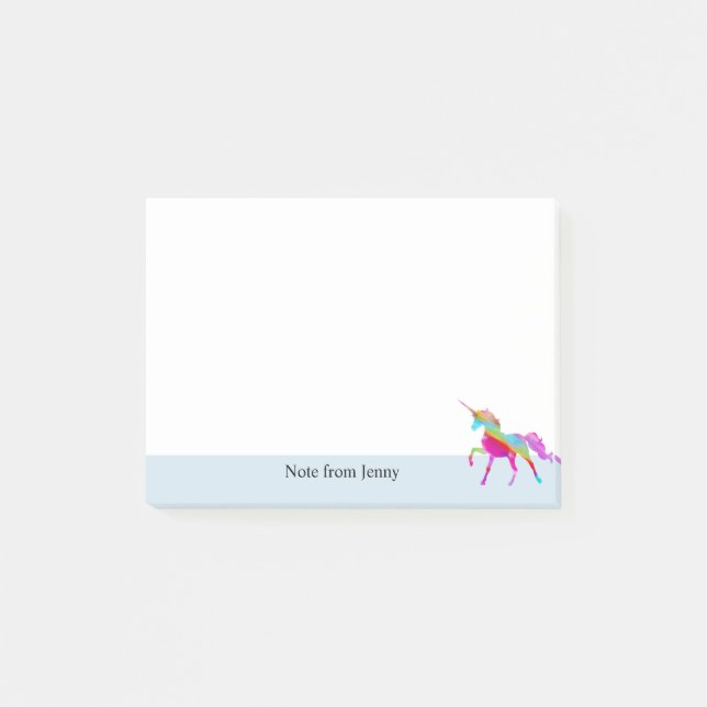 Post-it® Nom bleu-clair fait sur commande de licorne (Devant)